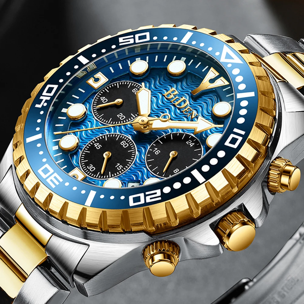 

Роскошные Новые Классические деловые мужские часы, многофункциональные часы, оригинальный Хронограф из стали, мужские часы