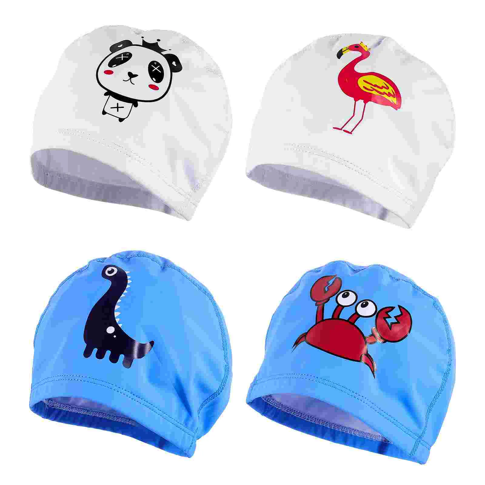

4pcs Animal Printing Waterproof Swimming Children Swim Hat Bathing