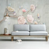 custom mural wallpaper modern pink small fresh 3d flower background wall tv sofa home decor papel de parede decorative tapety
