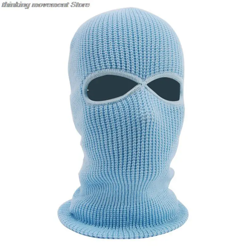 Зимняя вязаная шапка теплая мягкая Лыжная Шапка на все лицо с 2 отверстиями