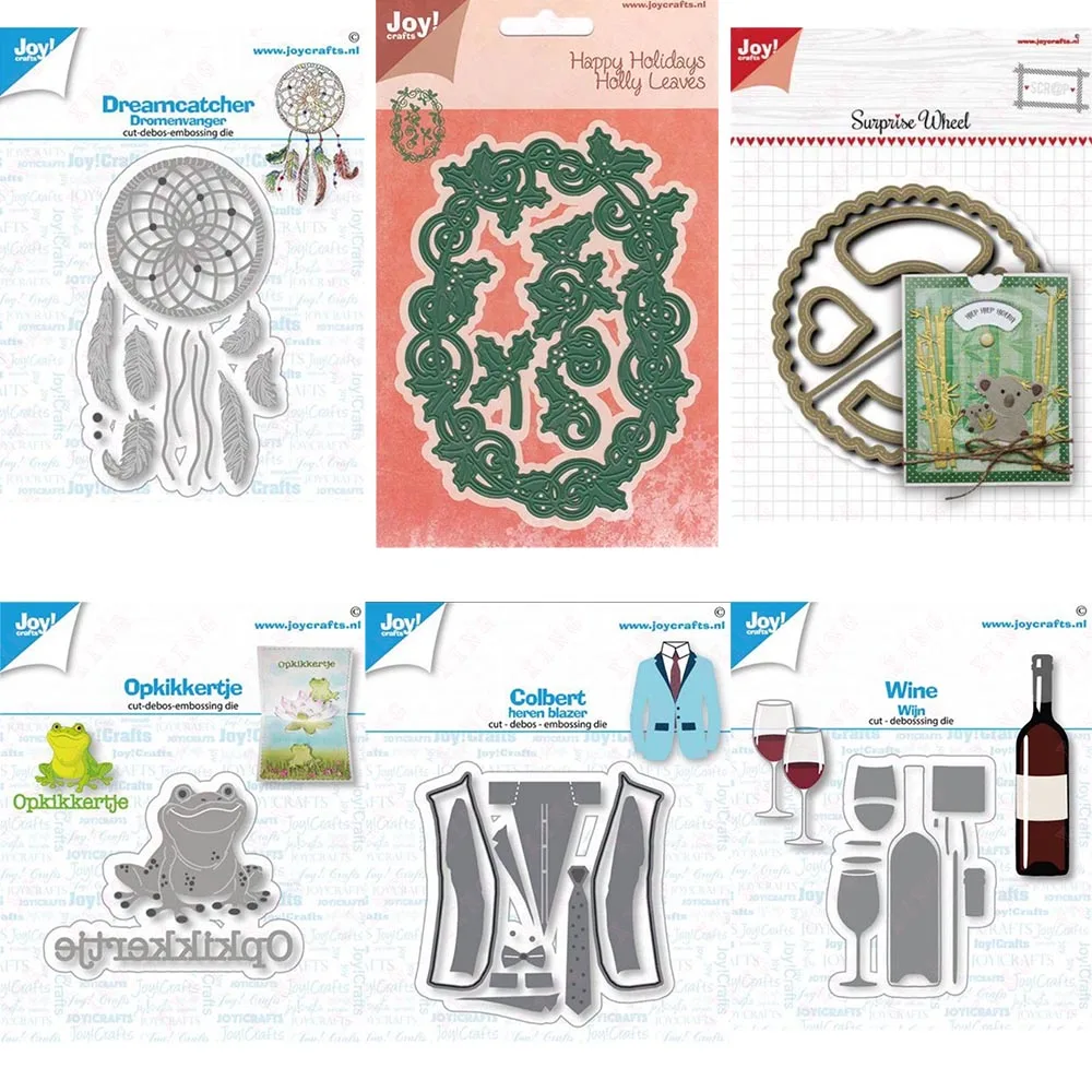 

New Scrapbook Deco Embossing Template 2023 Diy Craft Holidays Holly Leaves Dreamcatcher Frog Wine Wheel Molds Metal Cutting Dies