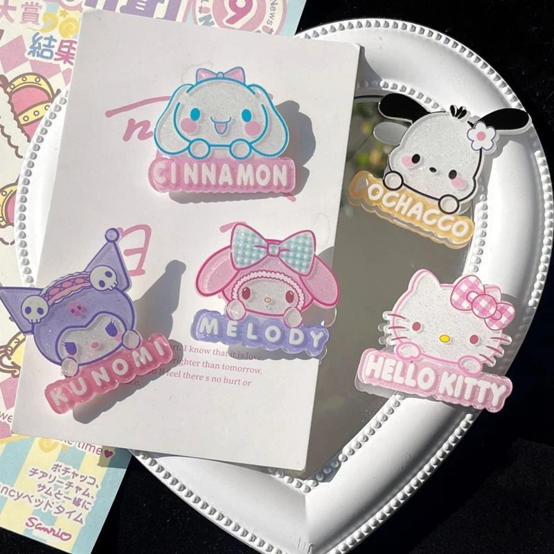 Новый набор заколок для волос Kuromi Hello Kitty Pacha Sanrio мультяшная моя мелодия коричная