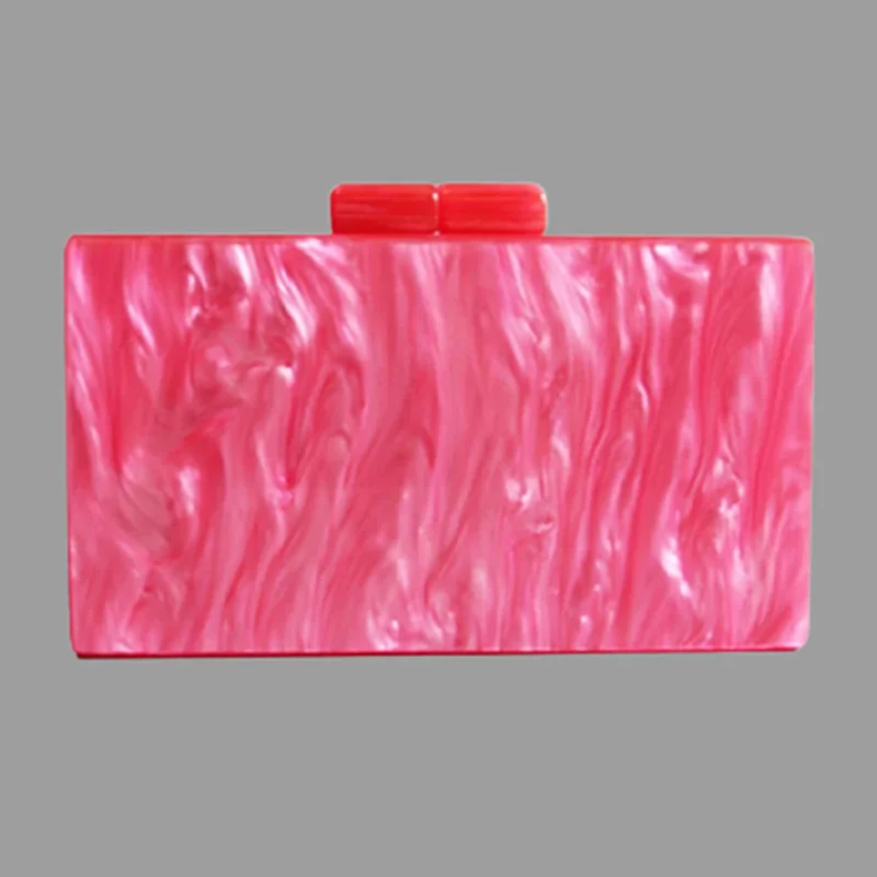 

Hot 2023 Fuchsia Acrylic Clasp Mirror Inside Women Day Clutches Brand Evening Party Wedding Travel Acrylic Box Clutches Wallet