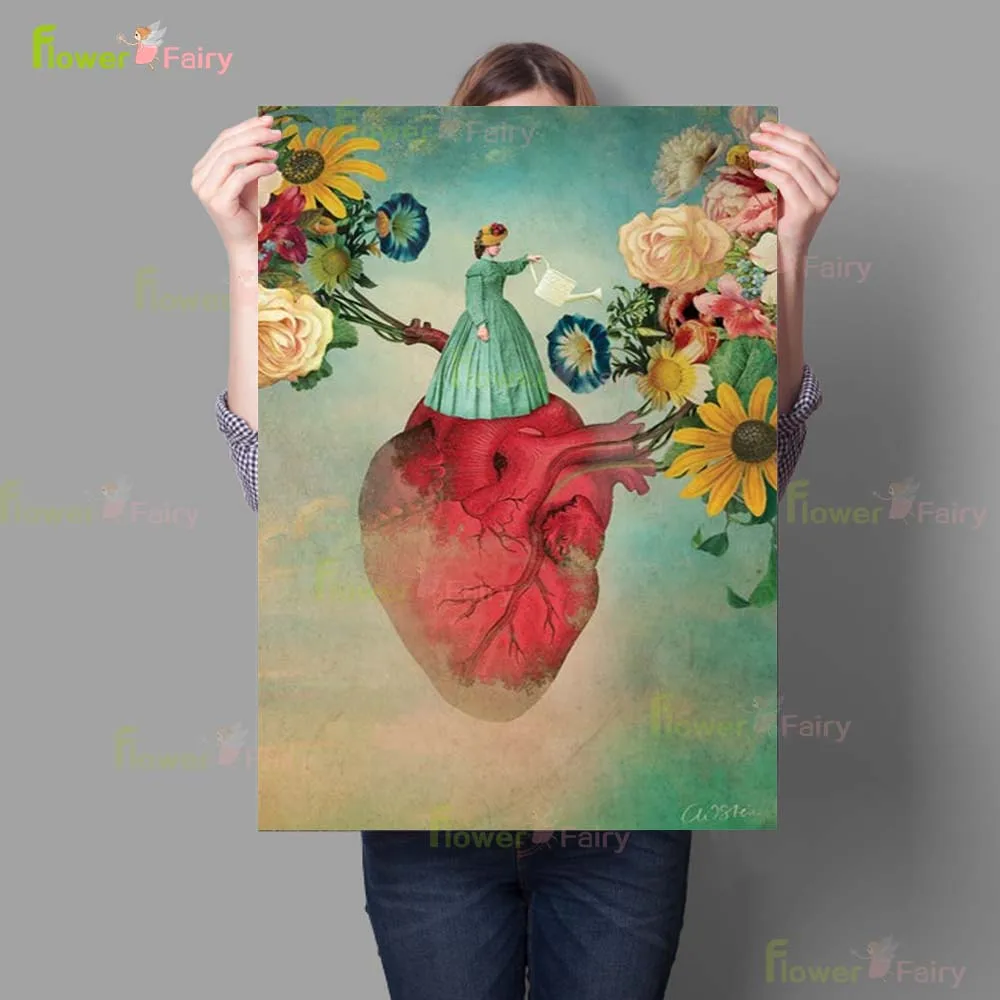 Сюрреалистичный цветок эльф женщина Ласточка картина на холсте