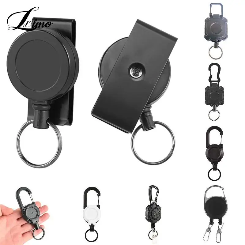 

1Pcs Anti-theft Metal Easy-to-pull Buckle Rope Elastic Keychain Sporty Retractable Key Ring Anti Lost Yoyo Ski Pass ID Card