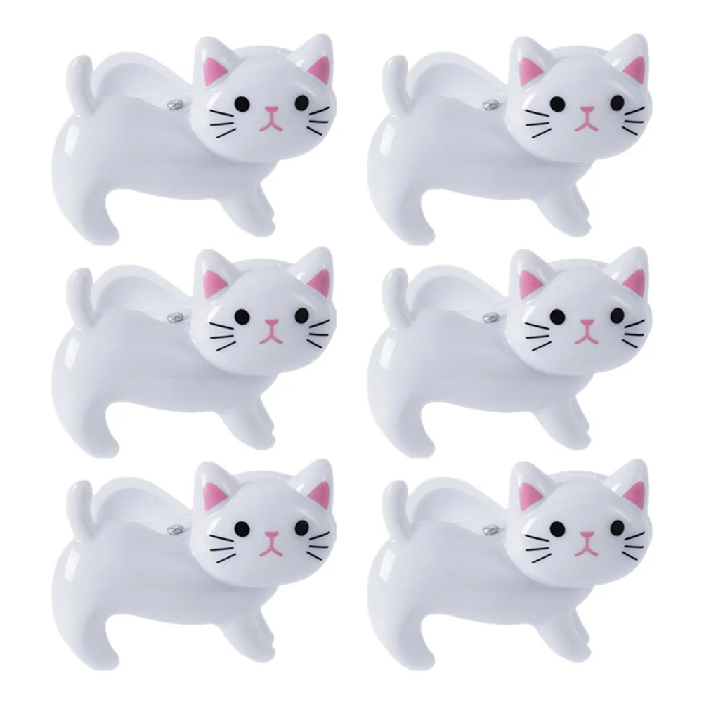 

6pcs Clothes Clip Durable Cartoon Cat Shaped Windproof Clothespin Iorn Fixing Clip Sock Clips for Clothes Outdoor Indoor