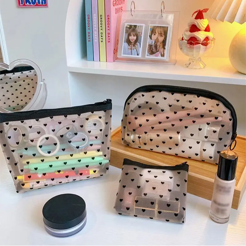 damska siateczkowa kosmetyczka podróżna do przechowywania organizator kobieca przenośna mała duża