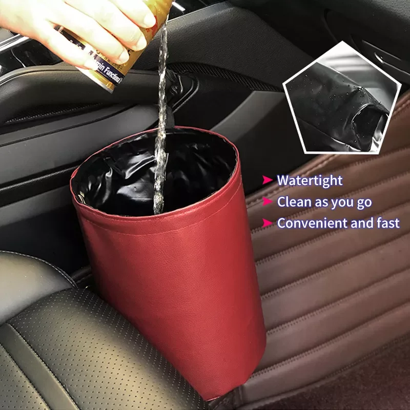 

Car Trash Can Portable Rubbish Bin Wastebasket Folding Garbage Bag Storage Box Leak-Proof Auto Interior Accessories Organizer