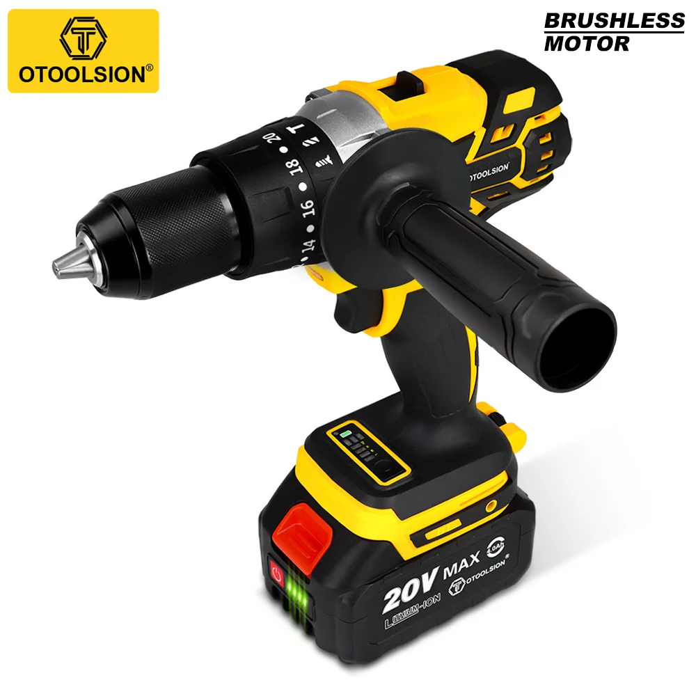 

Impact Brushless Cordless Screwdriver Drill 20V Electric Drill 13mm High Torque Rechargeable Lithium Battery Drill Ice Fishing