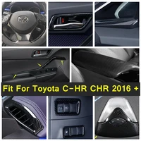 carbon fiber texture interior door handle ac steering wheel reading lights lamp cover trim for toyota c hr chr 2016 2022