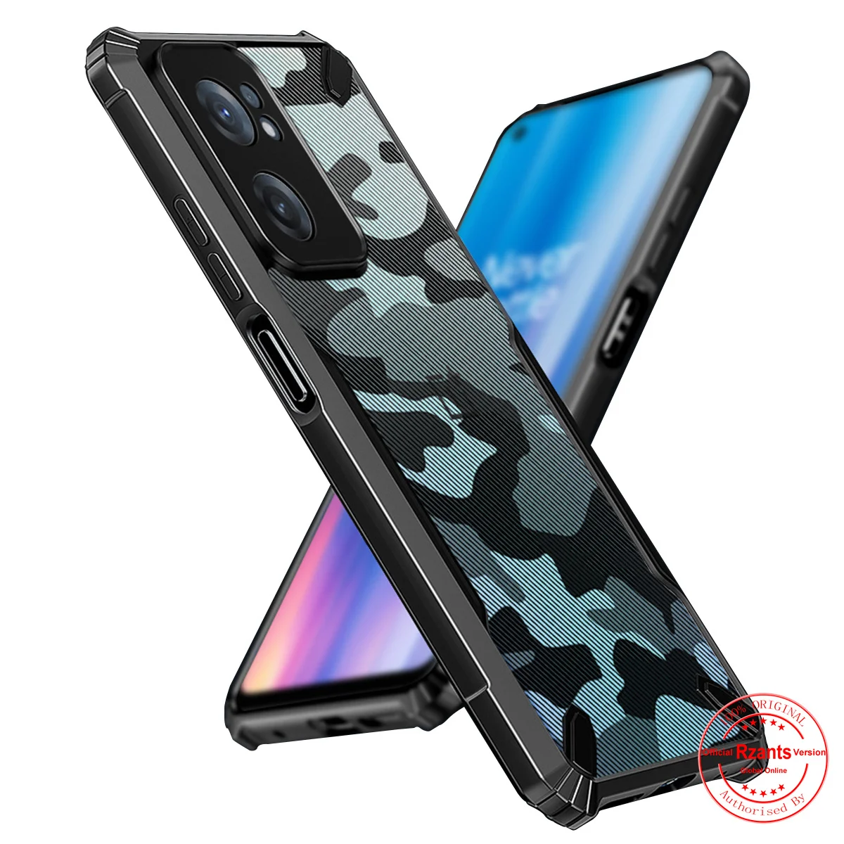 

Rzants For OnePlus Nord CE 2 Half Clear Case [Camouflage Military Bull] Thin Strong Protection Phone Casing