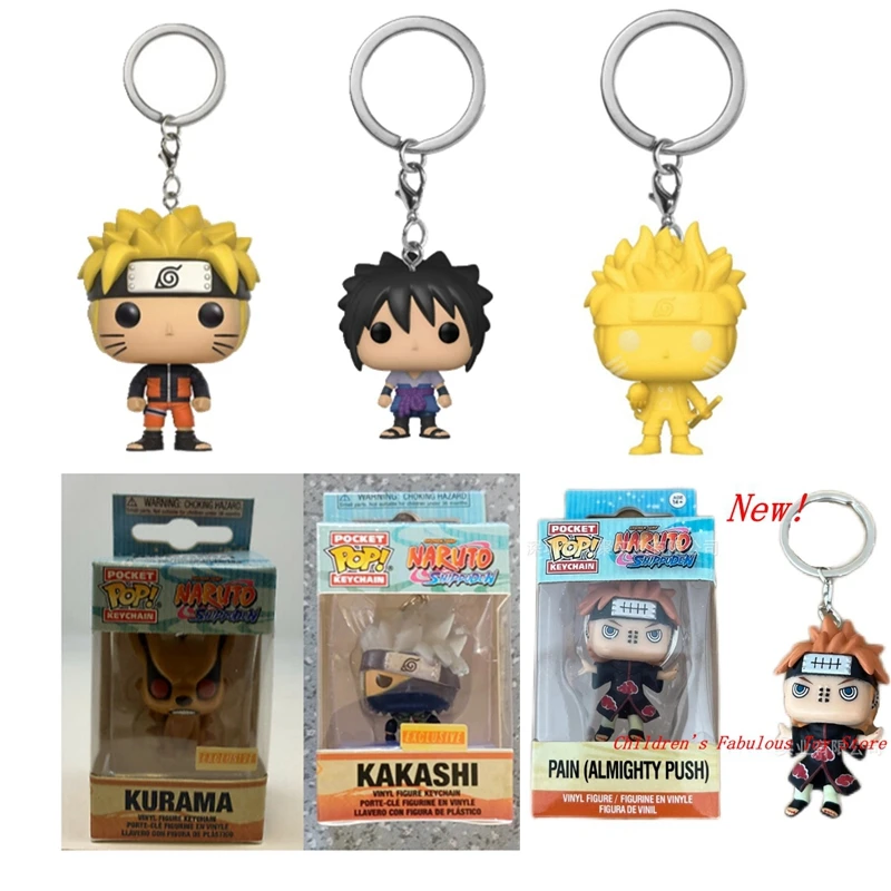 Аниме экшн-игрушки Funko Narutos KAKASHI Sasuke Kurama фигурки героев брелок для ключей на 6