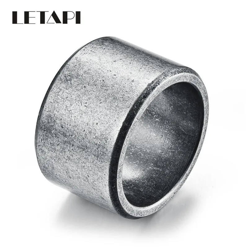 

LETAPI 15mm Black Gold Silver Color Brushed Matte Stainless Steel Wedding Ring For Men Women High Quality Hip Hop Jewelry Gifts