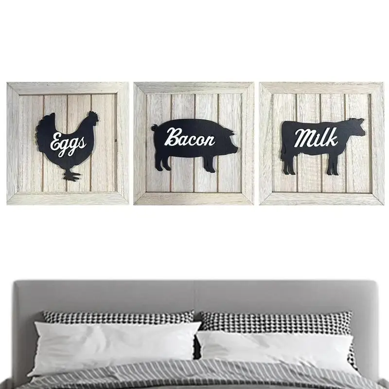 

Framed Wall Art Wood Signs Set Of 3PCS Minimalist Rustic Signs For Wall Farmhouse Kitchen Accessories Living Room Wall Hangings