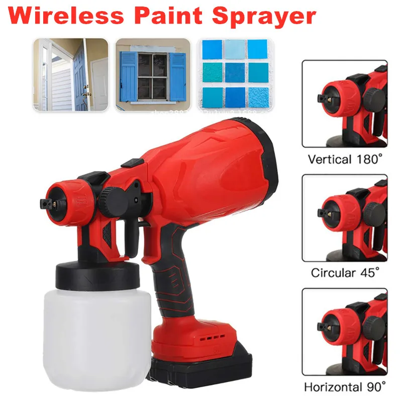 

Wireless Paint Sprayer Electric Spray Gun Woodworking Spray Gun Auto Furniture Door Window Steel Coating Airbrush with Batteries