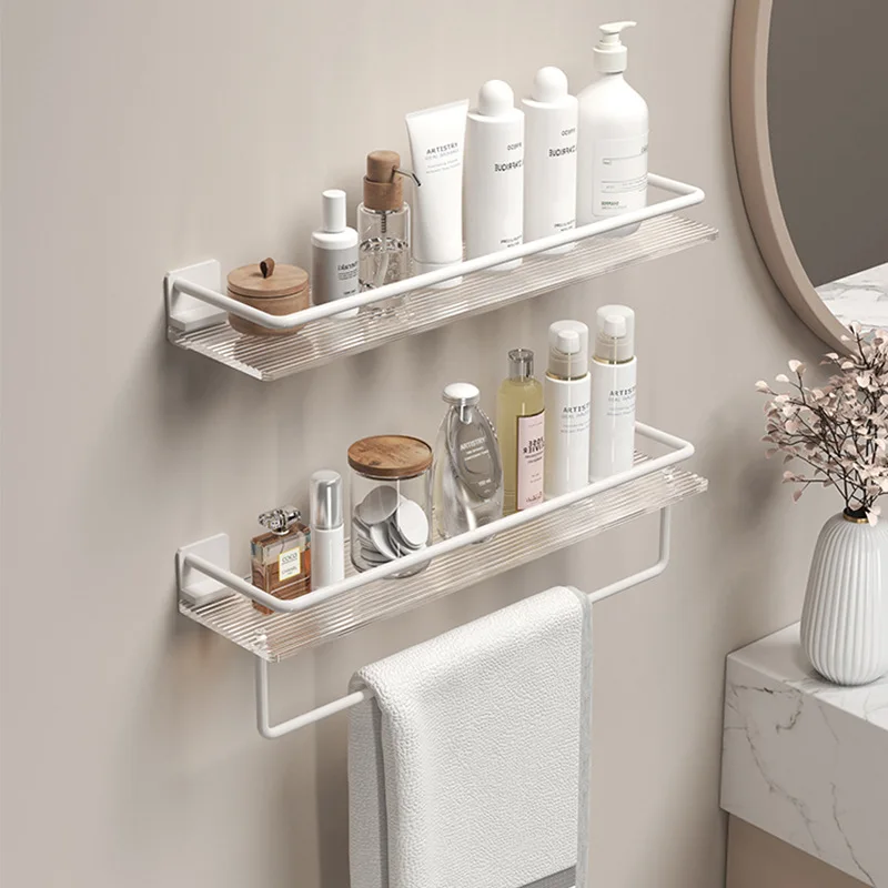 

Acrylic bathroom shelving simple perforation-free toilet cosmetics toiletry table hanging towel storage rack tray