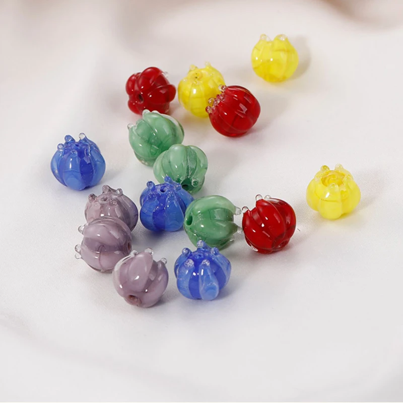 5 шт. стеклянные бусины в форме колокольчика орхидеи для изготовления ювелирных