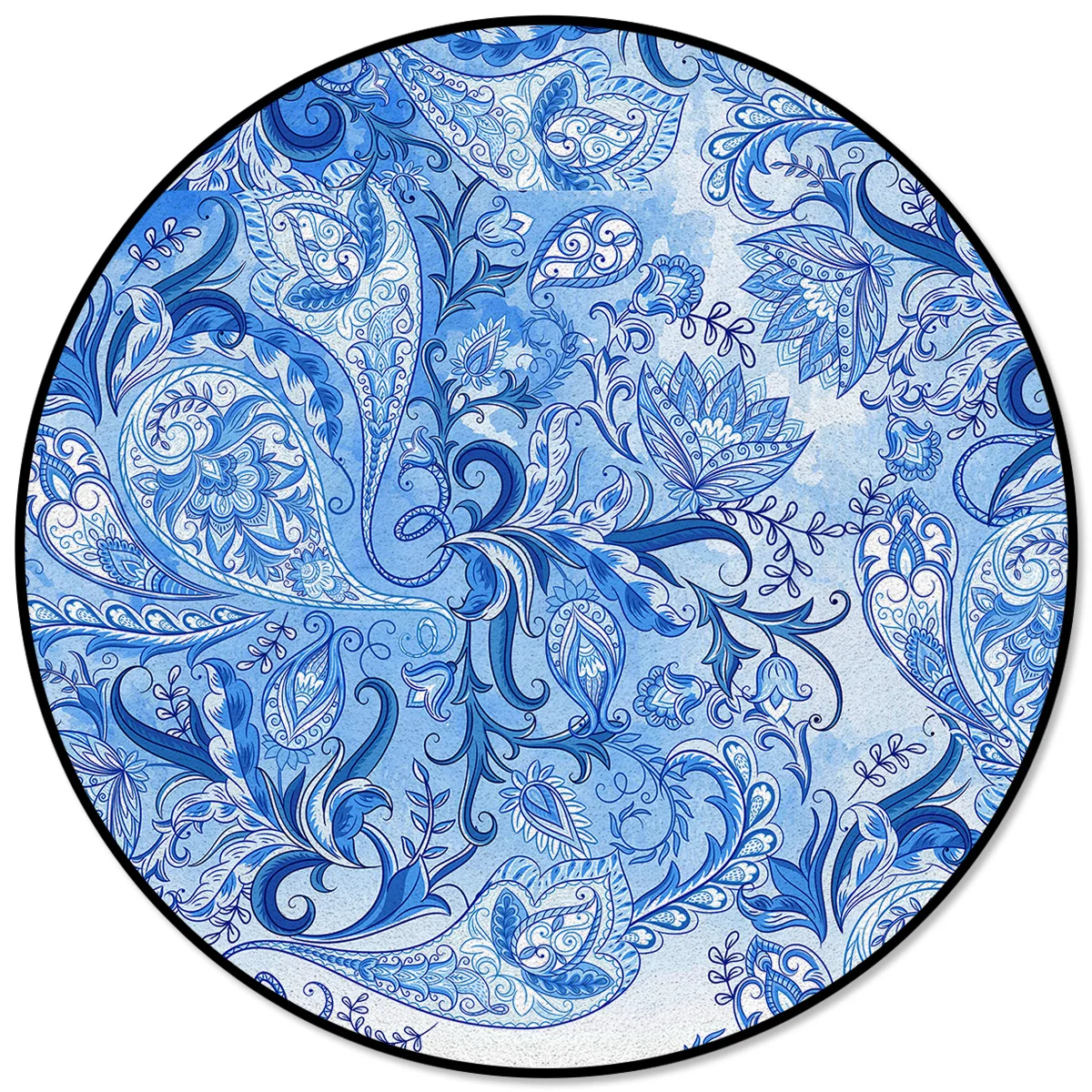 

Chinese Blue And White Porcelain Round Carpets for Living Room Home Decoration Modern Circle Rug for Bedroom Outdoor Round Mat