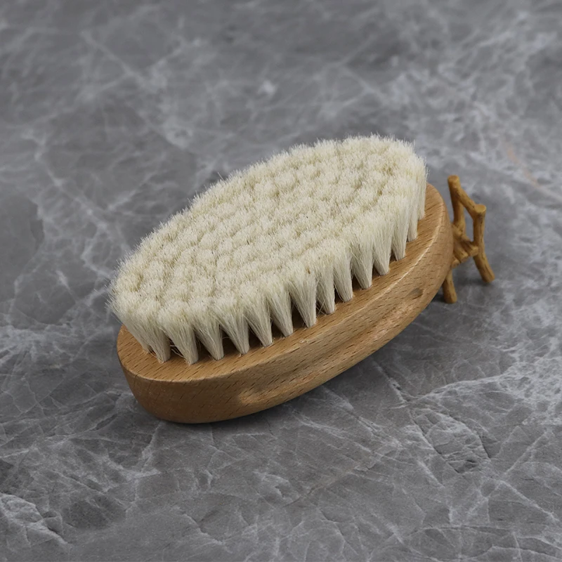 

Accept Logo Customization Oval Wooden Soft Goat Bristle Hair Sweeping Brush Infant Newborn Head Massage Hair Comb For Care