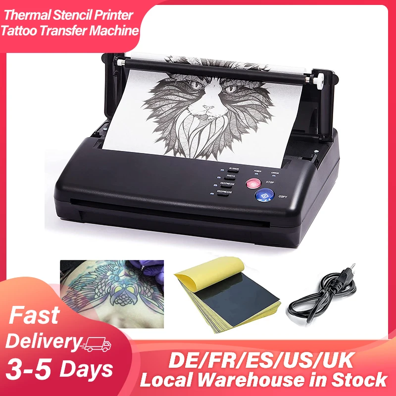 

Professional Tattoo Transfer Machine Thermal Stencil Tattoo Patterns Printer CIS Scanning Compatible A4 Size with 10pcs Paper