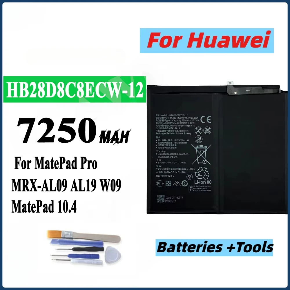7250 мАч 3 8 В HB28D8C8ECW-12 для Huawei MatePad 10 4 BAH3-W59 W09 AL00 Высококачественные аккумуляторы +