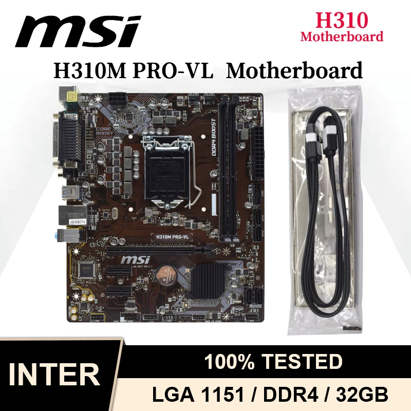 

MSI H310M PRO-VL Motherboard LGA 1151 Motherboard Intel H310 Core I7 I5 I3 CPU DDR4 32GB RAM PCI-E 3.0 SATA III HIFI Micro ATX