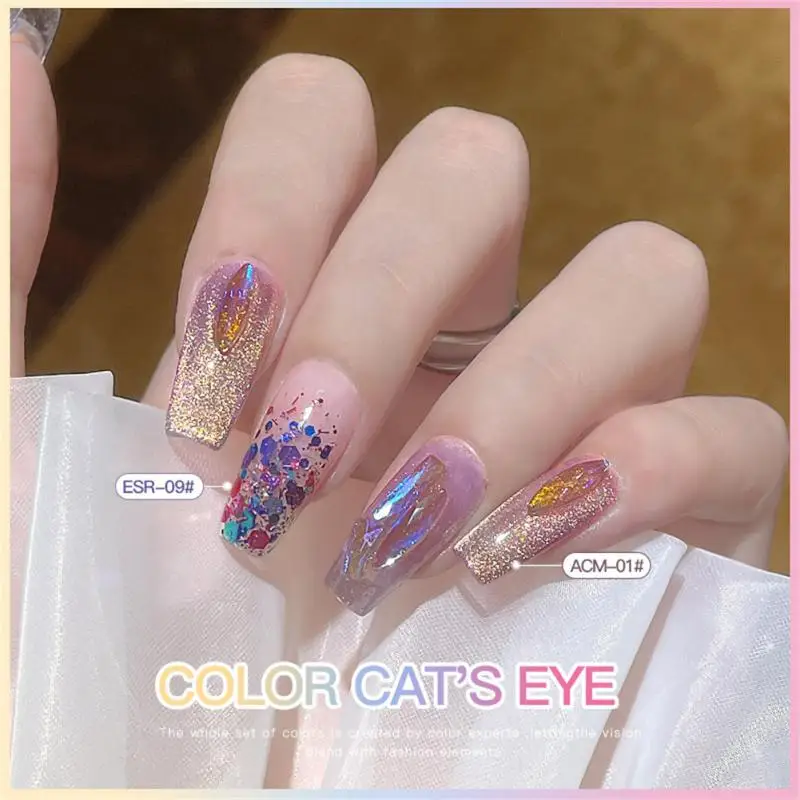 1pcs Nail Polish Gel Popular Transparent Color Cat Eye Under Different Angles With Colorful Light Spots Dazzling Effect TSLM1 |