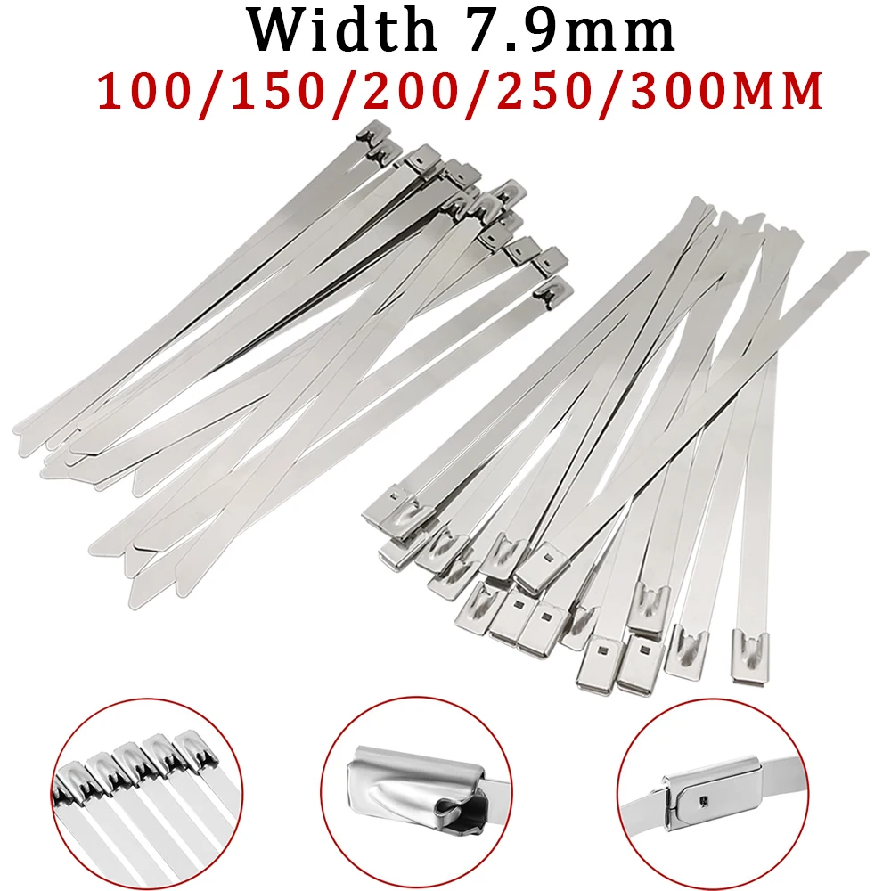 

50Pcs/Lot 304 Кремная застежка - молния из нержавеющей стали шириной 7.9mm мм с многофункциональным запирающим металлическим поясом