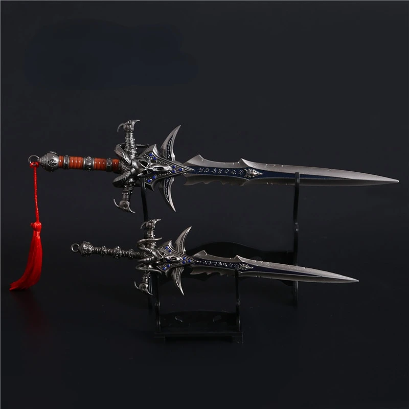

22-30CM WOW Frostmourne Sword Lich King World Blade Of Arthas Warcraft Weapon Mini Metal Replica Knife Model Demon Slayer Kanata