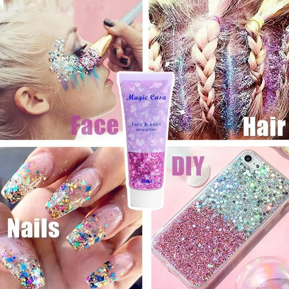 

Body Glitter Gel Long Lasting Waterproof Eyeshadow Stage Party Glitter Eyeshadow Hair Face Body Glitter Cream Diamond Makeup