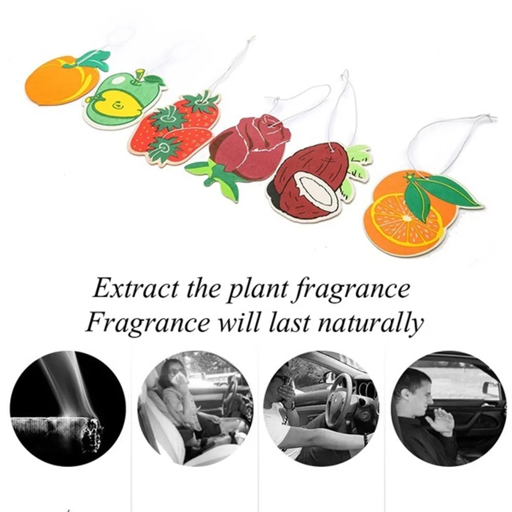 

1 Pcs Car Air Freshener Fragrant Piece Pendant Fruity Scent Perfume Paper Hanging Car Accessories Interior Home Universal