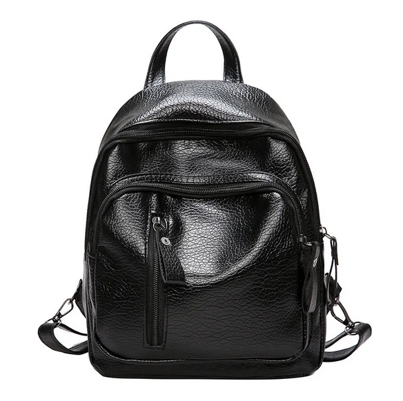 

For Leather Bag Women School School Shoulder Black 2023 Girl Small Multifunctional Backpack Backpack Travel Bag Women's