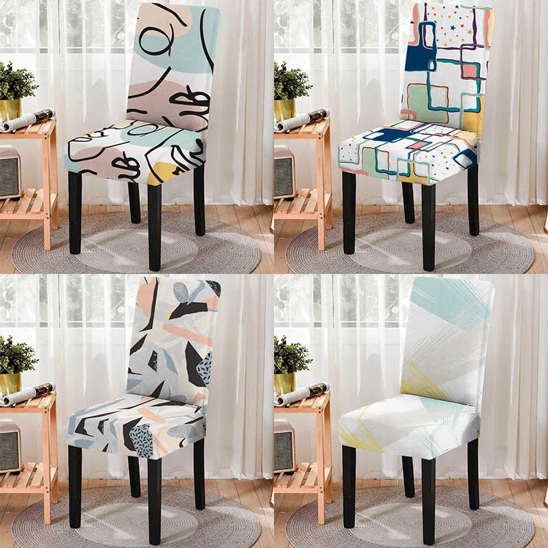 

Modern Minimalist Graphic Print Stretch Chair Cover High Back Dustproof Home Dining Room Decor Chairs Living Room Lounge Chair