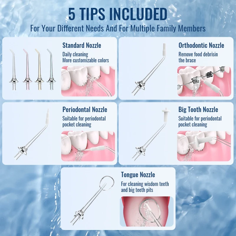 Перезаряжаемый водный Флоссер Высокочастотный импульсный бытовой очиститель