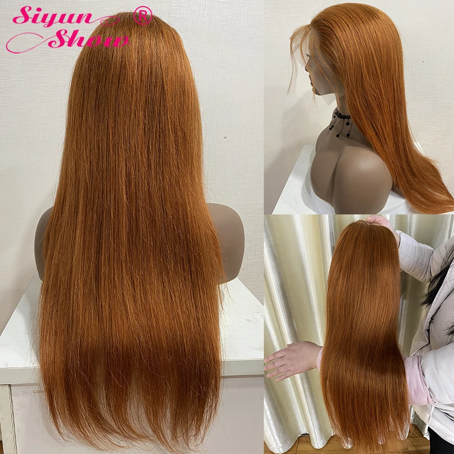 Бразильские Прямые Имбирные кружева передний парик длинные 30 дюймов цветные