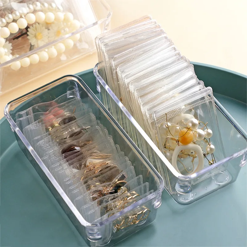 

New Anti-oxidation Jewelry Storage Bag Desktop Drawer Organizer Transparent Necklace Bracelet Ring Holder Ziplock Bag Storage