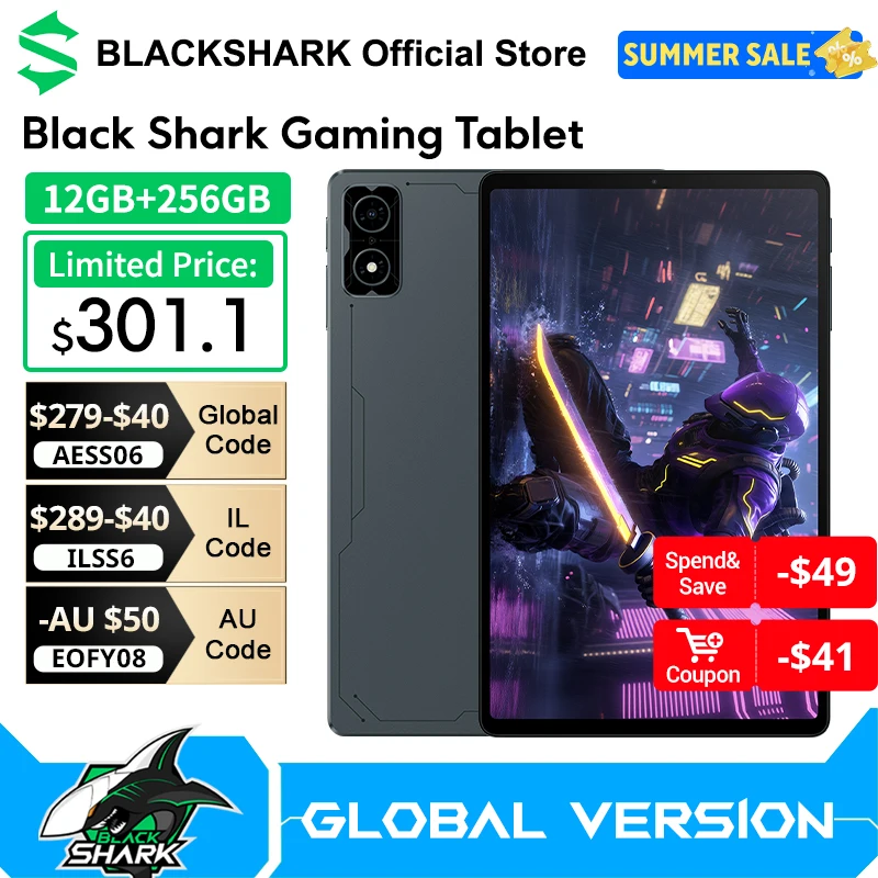 Фото Новый игровой планшет Black Shark, глобальная версия, Qualcomm 8S Gen 3, 8,8 дюйма, 144 Гц, 7300 мАч, Bluetooth 5,4 №1