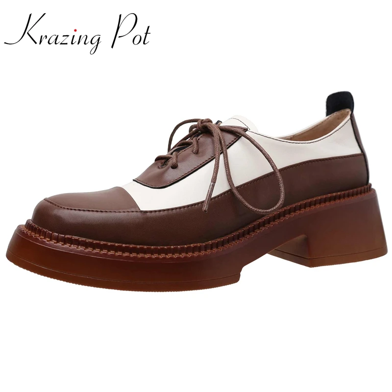 

Женские туфли-лодочки из натуральной кожи на платформе с пряжкой и квадратным носком