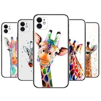 watercolor giraffe painting phone cases for iphone 13 pro max case 12 11 pro max 8 plus 7plus 6s xr x xs 6 mini se mobile cell