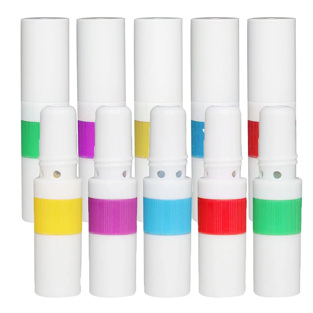 

10pcs 2 in 1 Empty colorful Nasal Inhaler Tube Stick Nasal Essential Oil Inhaler Cure Nasal with good cotton wicks