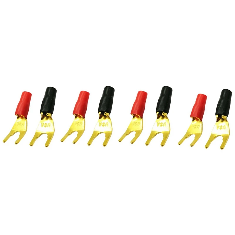 

Hot 24Pcs/12Pairs "Y" "U" Spade Banana Connectors Gold Plated Solderless Fork Speaker Banana Plug Adapter