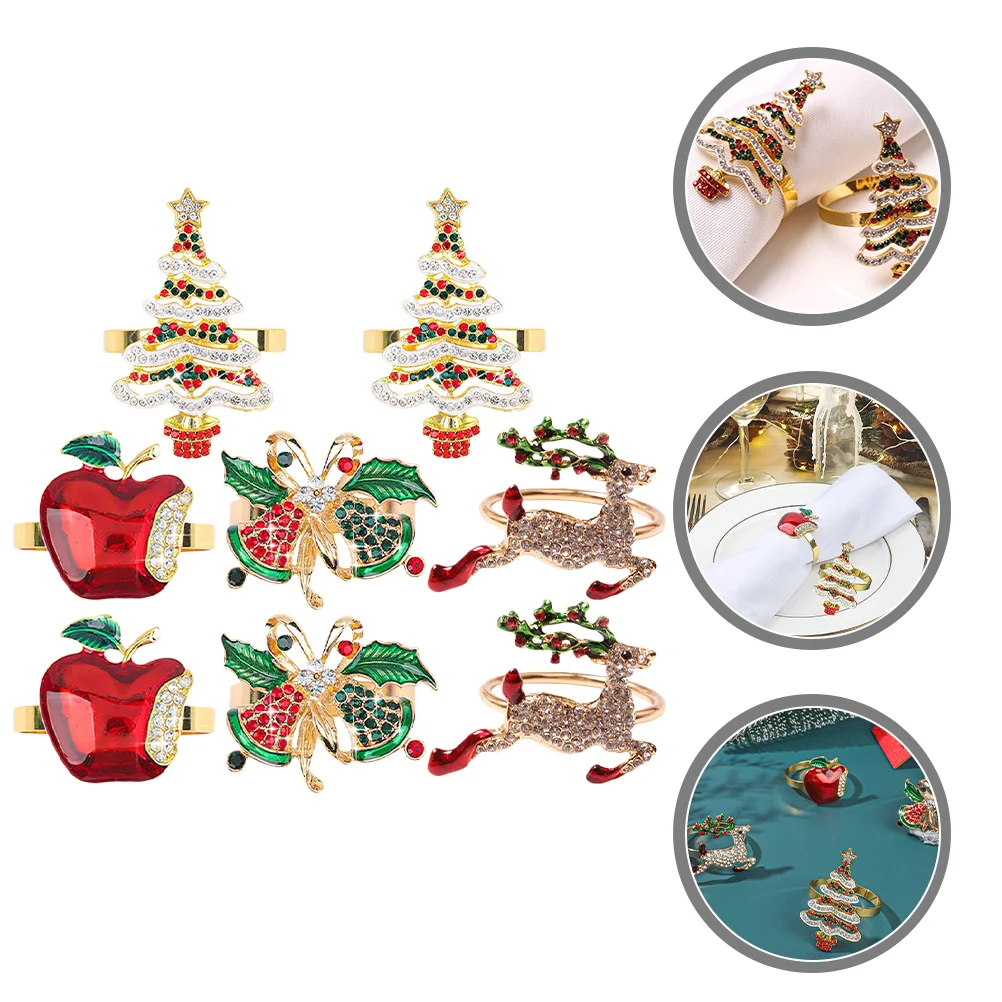 

Napkin Christmas Rings Ring Napkins Holder Dinnertable Holders Buckle Tree Serviette Holiday Partyserviettes Wedding Decor Gold