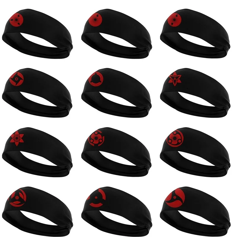 

Anime Naruto writing wheel eye kaleidoscope curse print headband COSPLAY hairband high-elastic quick-drying sports headbands toy