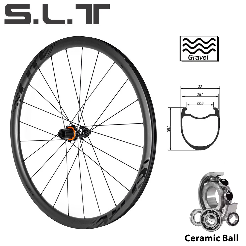 ELITEWHEELS SLT GRAVEL Carbon Wheelset Ceramic Bearing Disc Brake Cyclocross 700C Wheels Center Lock SHIMAN0 XDR Hub 35x32mm Rim