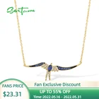 Женское серебряное ожерелье SANTUZZA, из серебра 925 пробы с черной шпинелью и синимбелым фианитом, яркие ювелирные украшения для вечеринки