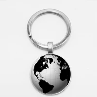 le earth world map seven oceania time glass keychain globe retro car keychain hanging buckle diy photo customization