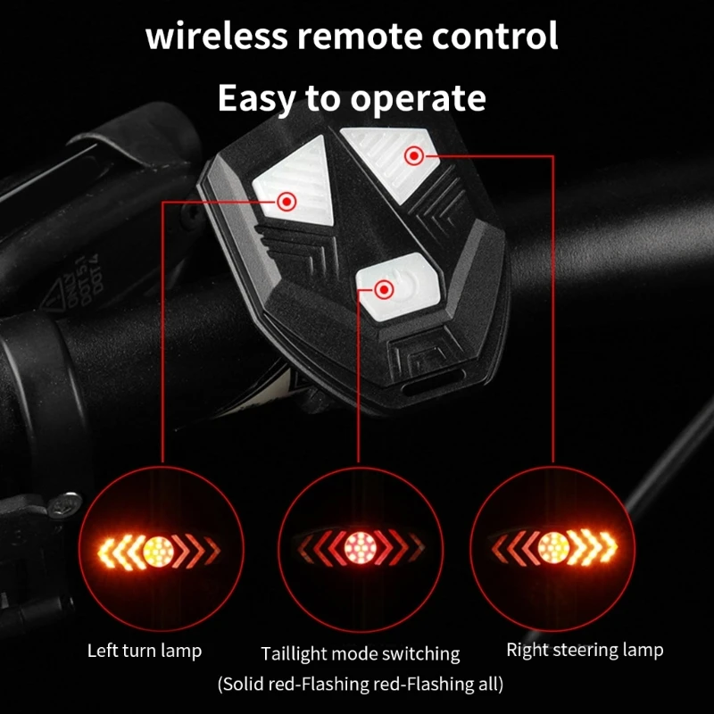 

USB Rechargeable with Remote Control Safety Warning Bike Brake Lights Taillight