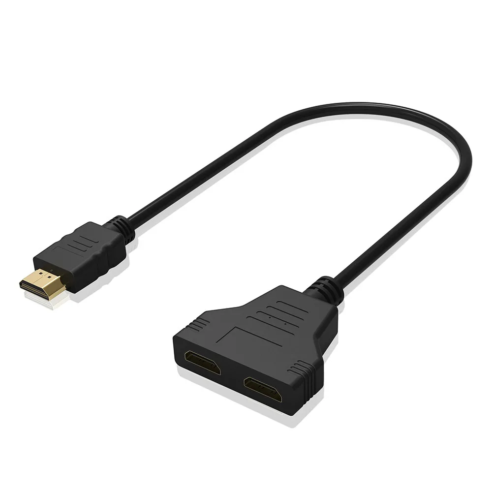 

HDMI 2 Dual Port Y Splitter 1080P HDMI V1.4 Male to Double Female Adapter Cable 1 in 2 Out HDMI Converter Connect Cable Cord