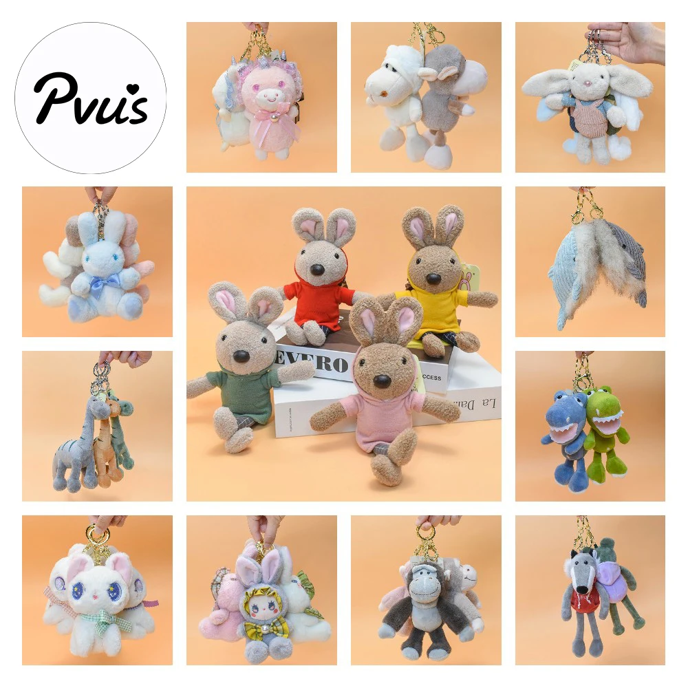 

PVUS New Plush Keychain 4" Rabbit Dolls Kawaii Bunny Backpack Stuffed Toys Kids Sleeping Doll Girls Boys Birthday Valentine Gift