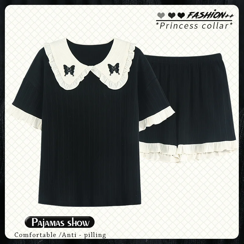 Summer Pajamas Women's Short Sleeved Shorts Cotton Cartoon Cute Princess Style Sweet Girls Can Wear Home Clothes Suit